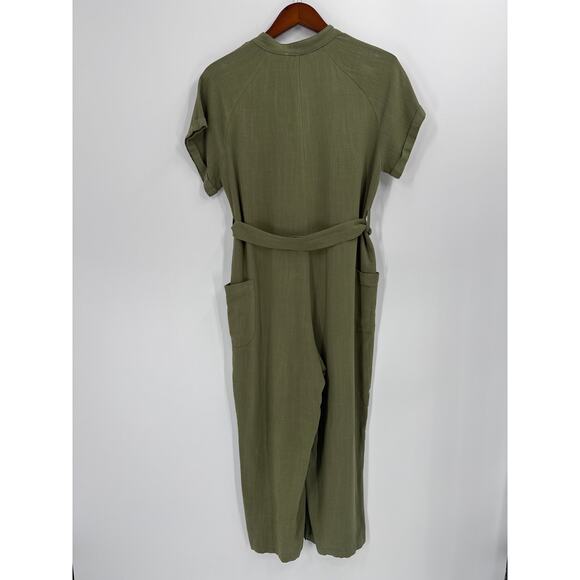 Petal And Pup Archie Linen Jumpsuit Olive Button Front Tie Waist Size 6 Womens - Picture 7 of 10